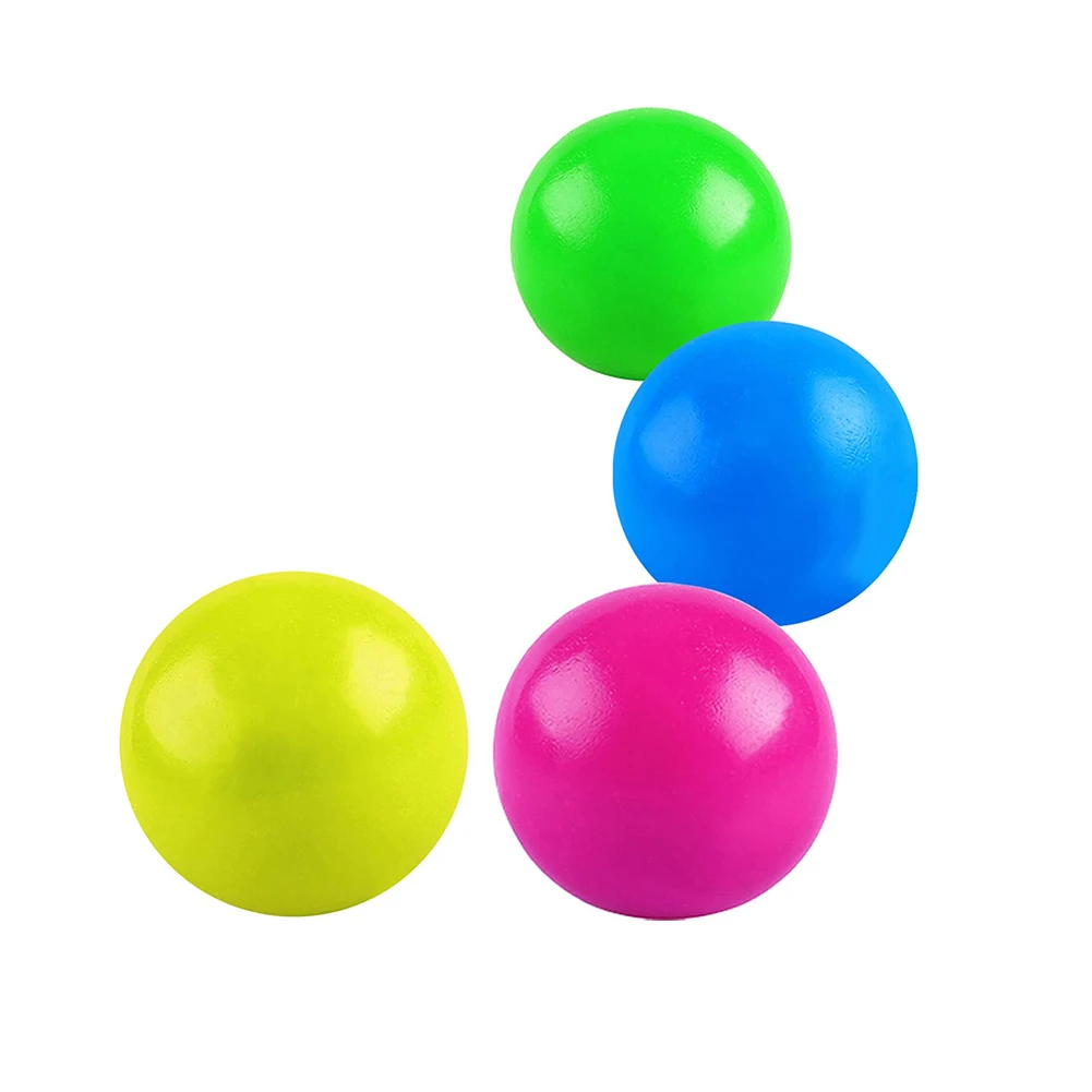 

4pcs Sticky Balls Luminous Stick Wall Ball Throw Ceiling Stress Relief Catch Squash Mini Suction Target Kids Toys