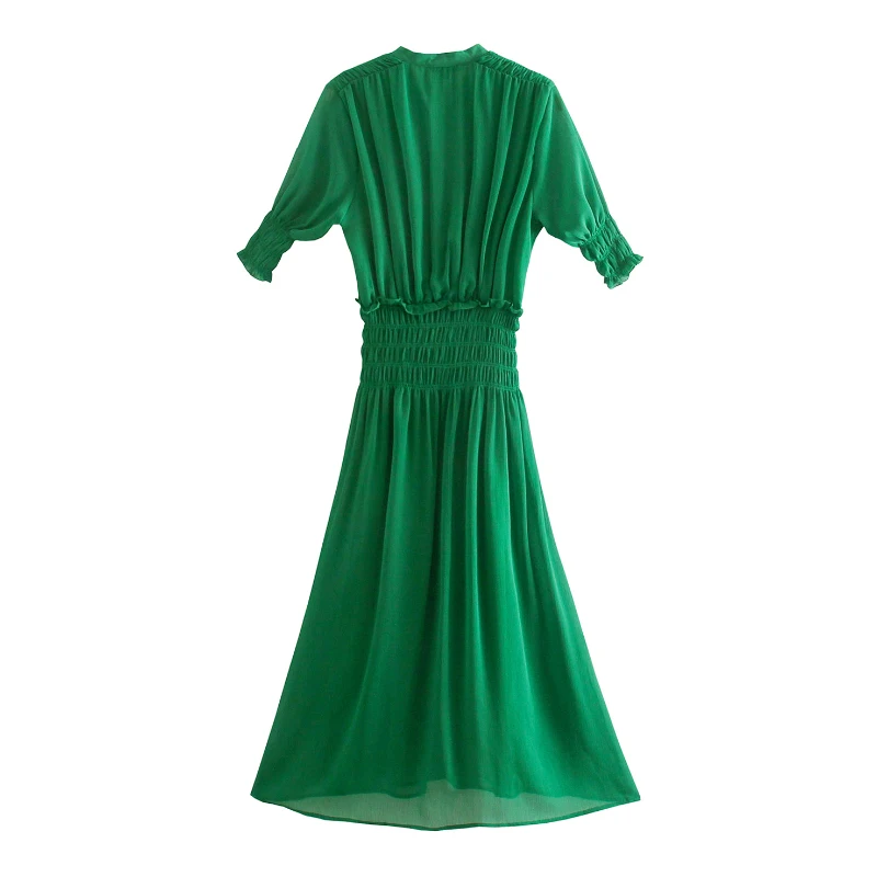 Женское элегантное платье-рубашка зеленого цвета модное длинное платье с