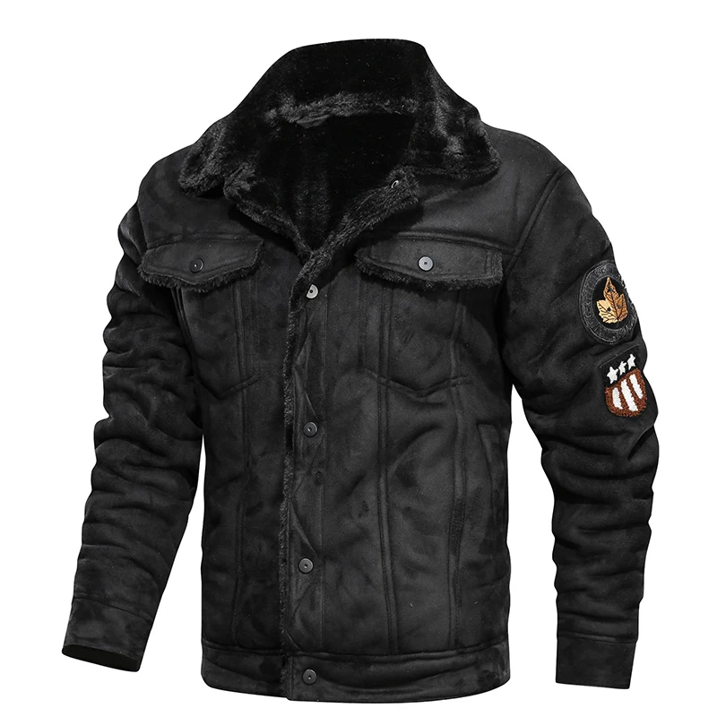 UAICESTAR Winter Leather Jacket Coat men Motorcycle Fashion Fur Collar Vintage Jacket Casual High Quality Locomotive Men Coat