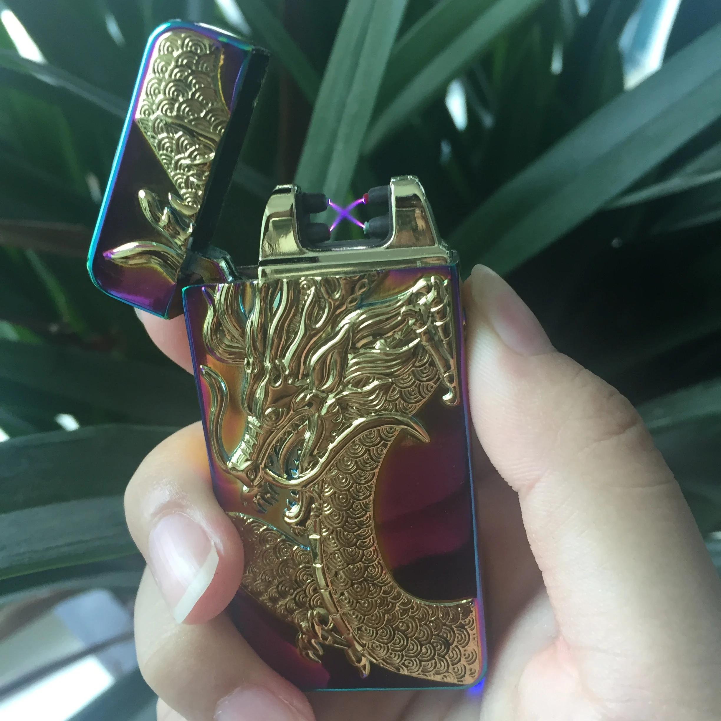 Электронная usb зарядка двойная плазменная дуговая Зажигалка перезаряжаемый электронный импульсный Зажигалка китайский Дракон Форма зажигалка для подарков