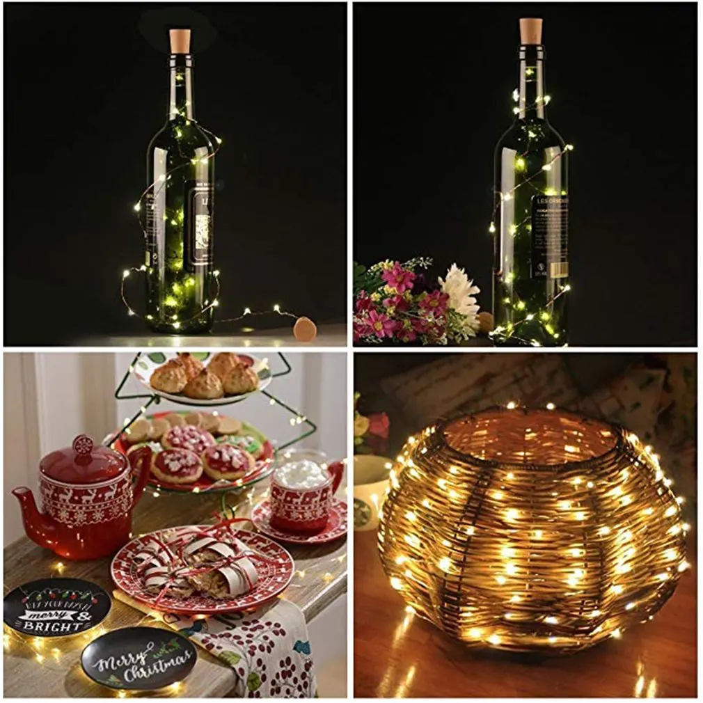 Корк Медный провод строка 2 метра 20 светильник s Желтый Красное вино пробкой лампа