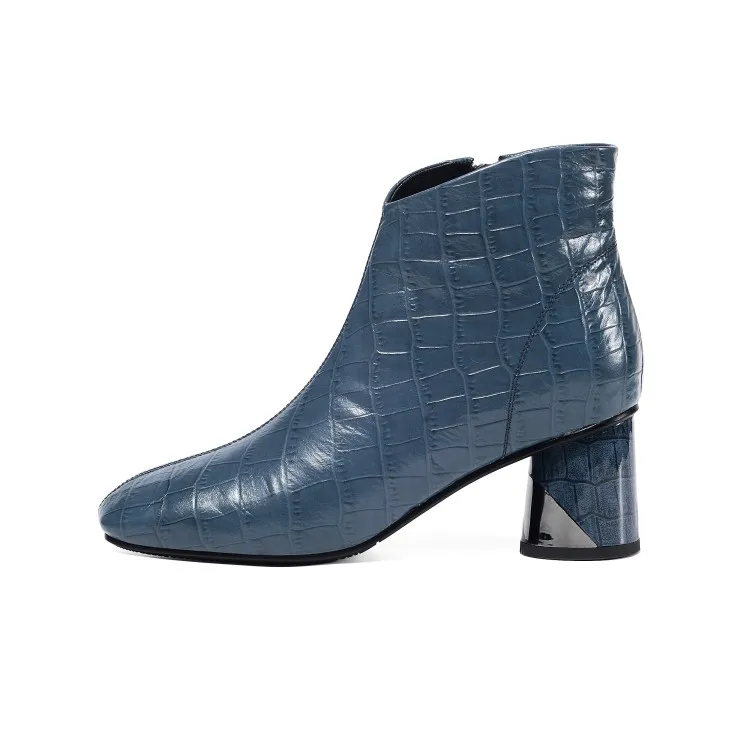 Женские ботильоны из коровьей кожи MLJUESE с квадратным носком клетчатые на молнии