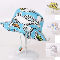 bucket hat baby kids summer sun beach girl boy animal breathable cotton with string cap holiday outdoor accessory for spring