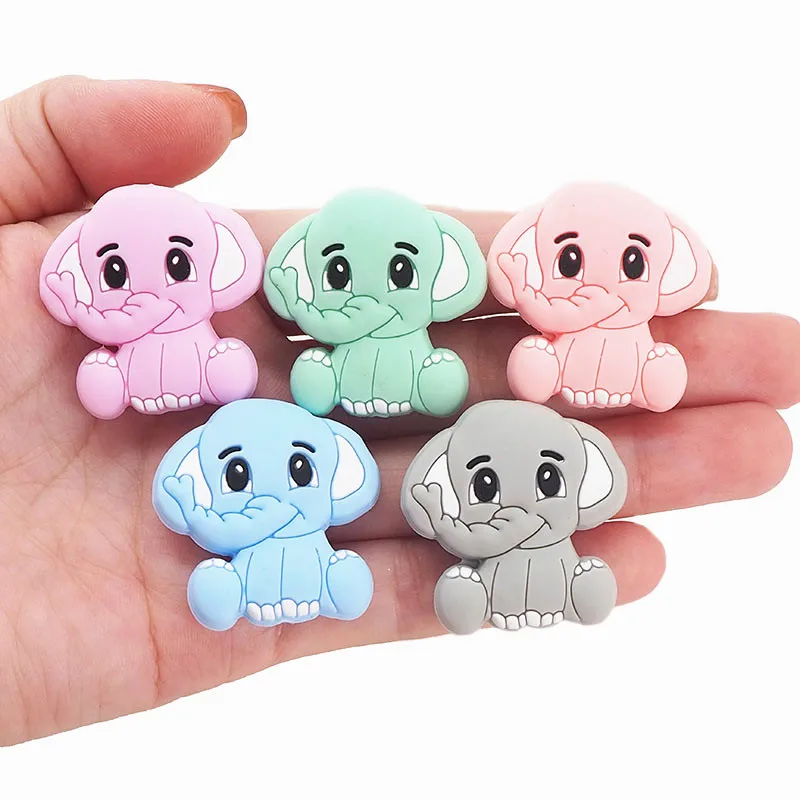 Chenkai 50PCS BPA Free Elephant Baby Teething Beads Cute Silicone Beads For Food Grade Infant Nursing Teether Toy Accessories