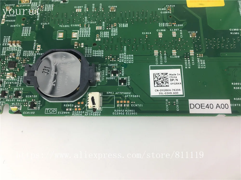 Yourui CN-0YGRK4 0YGRK4 YGRK4 материнская плата для ноутбука Dell inspiron 3437 5437 с процессором i5-4200u CPU DDR3. Полностью протестирована.