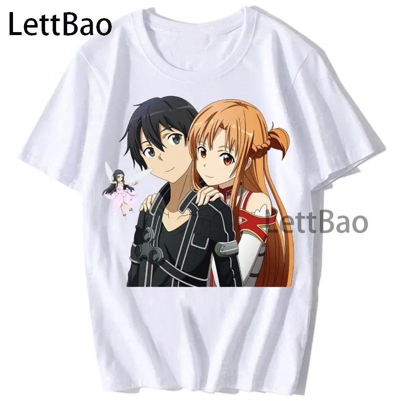 

Sword Art Online Manga Japan Anime Funny T-shirts For Man Woman Printed Tshirt Casual Cartoon T Shirt Short Sleeve Black Top Tee