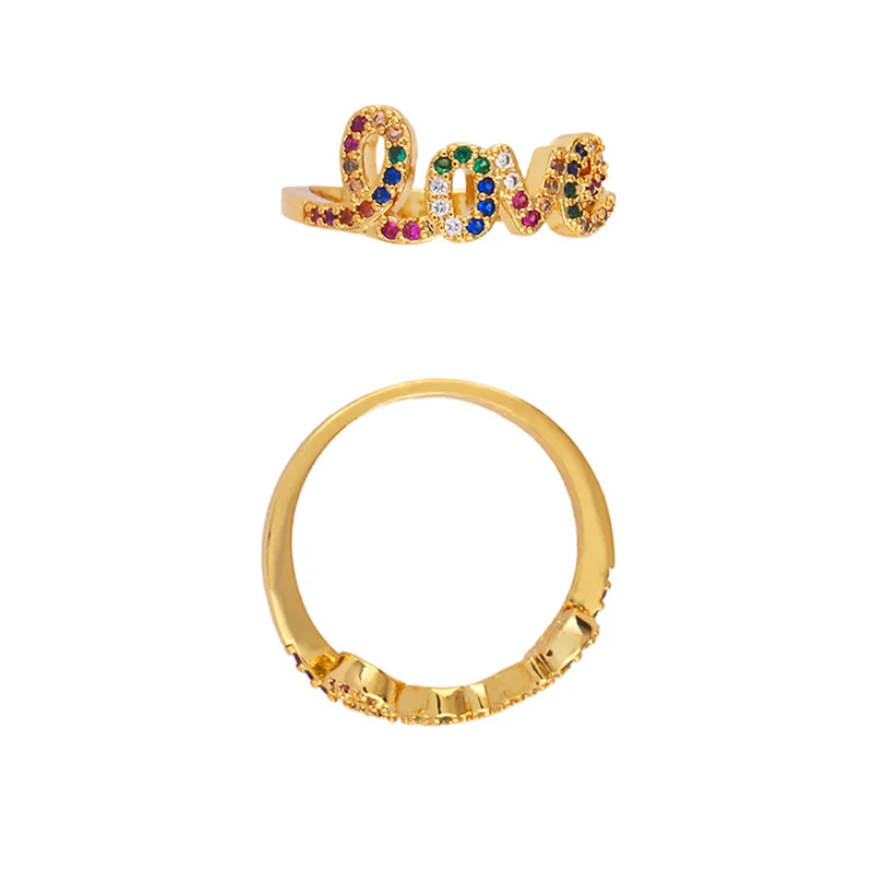 Женское кольцо новинка милое микро-инкрустированное цвет циркон любовь женская