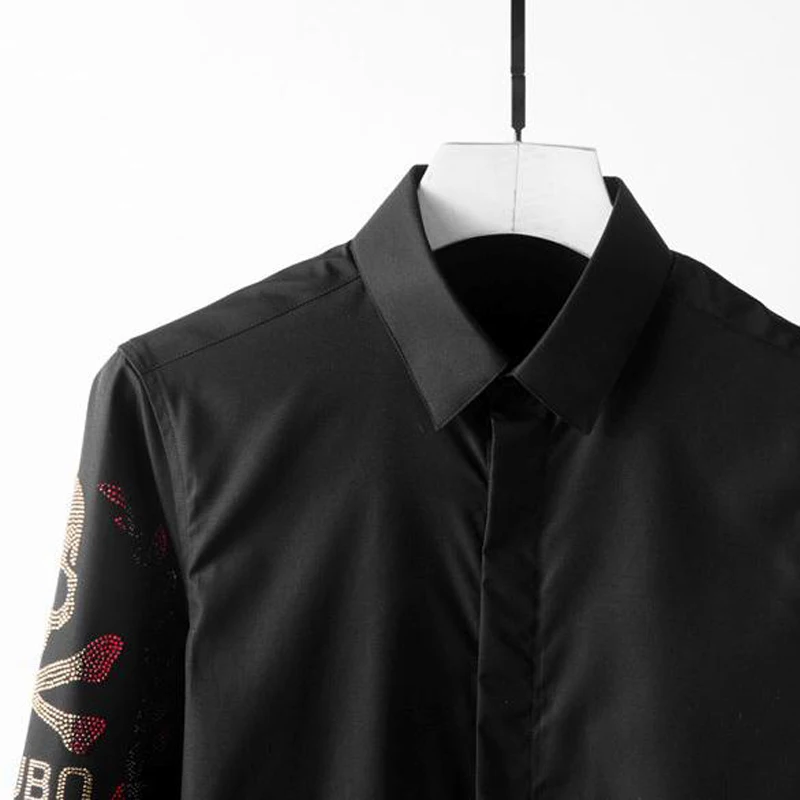 Мужская Облегающая рубашка с длинным рукавом Повседневная однотонная деловая