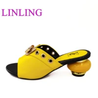 fashionable ladies italian design shoe and bag set yellow color italian shoe with match bag set 2019 nigerian shoes and bag set