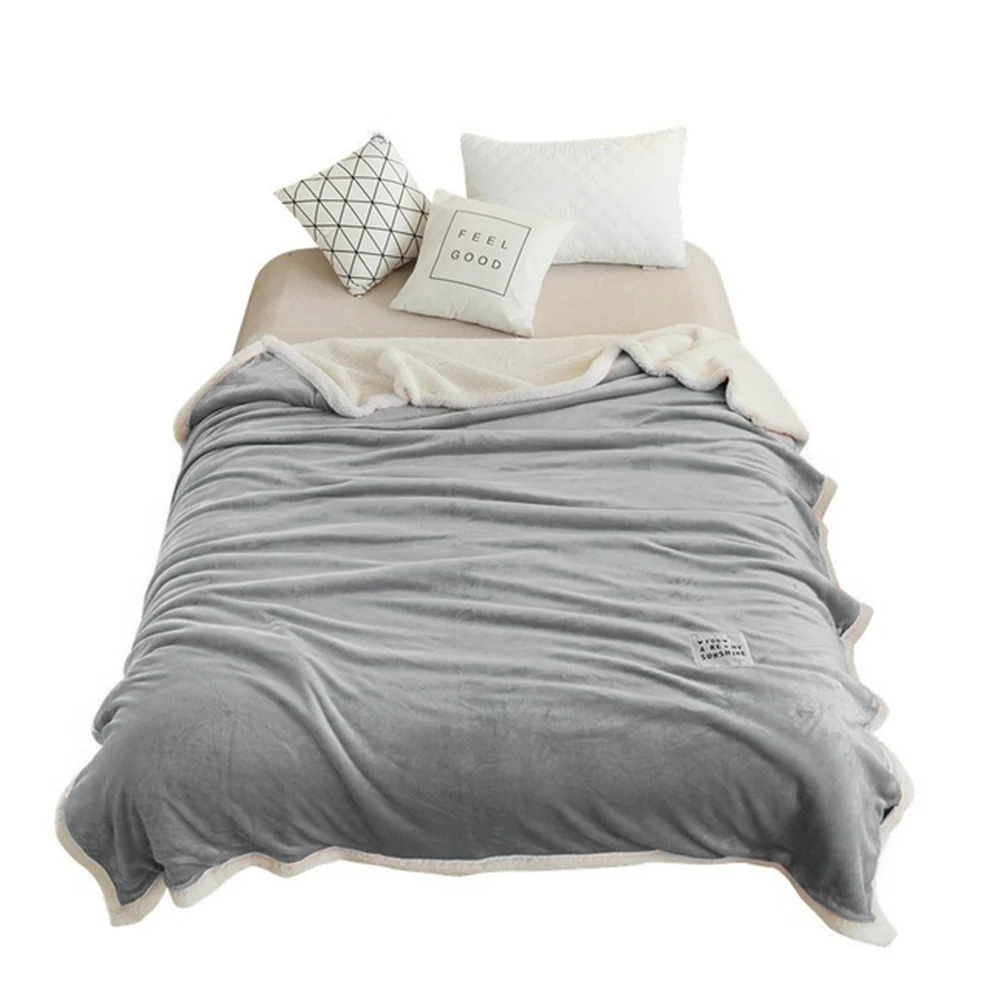 

Plush Blanket Warm Blanket Super Soft Double-Deck Flannel+Wool Home Winter Christmas Gift Flannel Wool Blanket Faux Fur Bed
