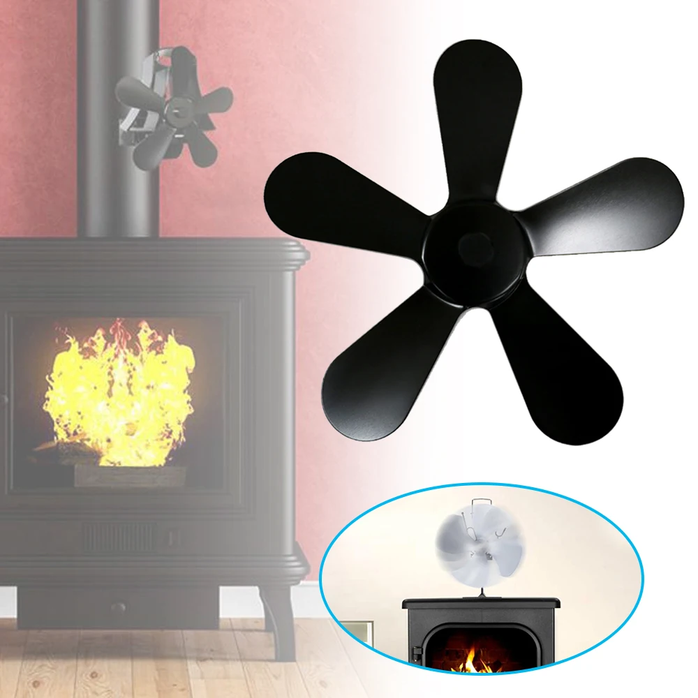 

Eco Friendly Five-leaf Fans attachment Thermal Power Fireplace fan blade Fan Heat Powered Stove Fan For Log Burner Fireplace