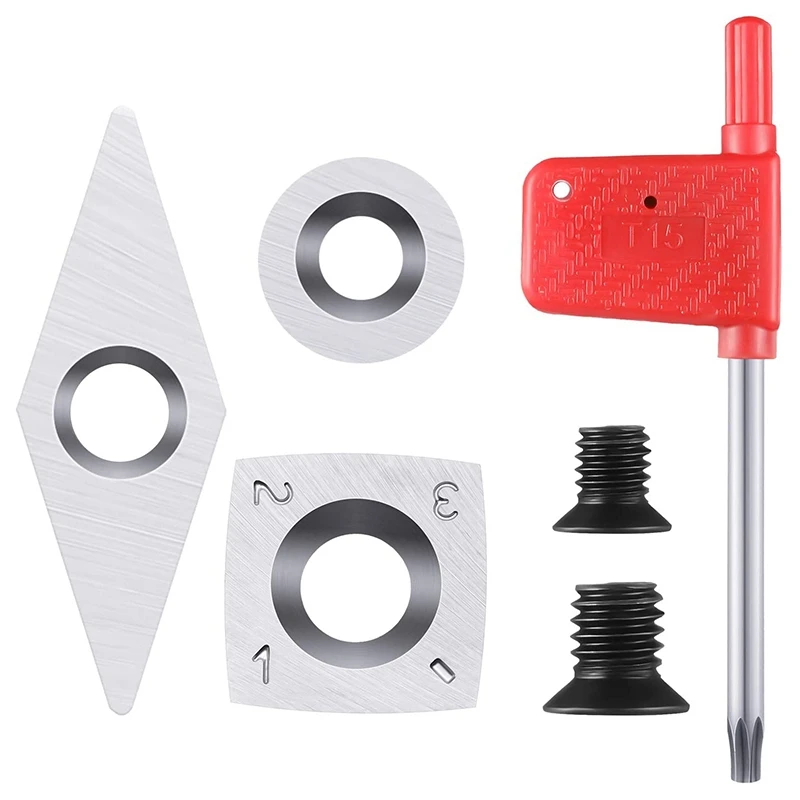 Cortador de Carboneto Cortadores de Carboneto para Madeira Conjunto de Combinação Redondo e Diamante em Forma Peças Inserções Ajustadas Incluem Quadrado 3