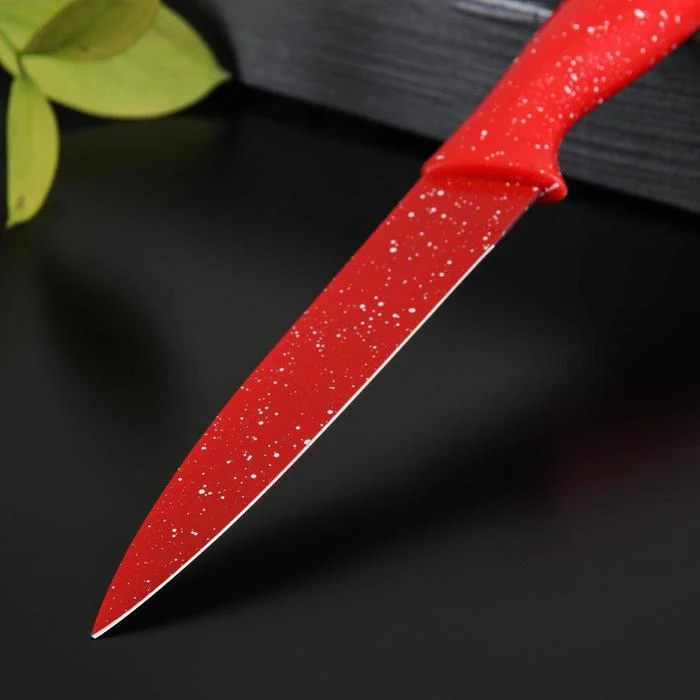 Нож с антиналипающим покрытием Доляна Зефир для овощей цвет красный