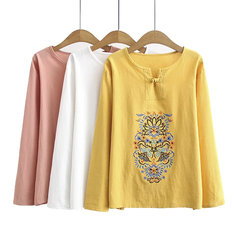 Женский топ большого размера плюс свободный хлопковый с длинными рукавами и