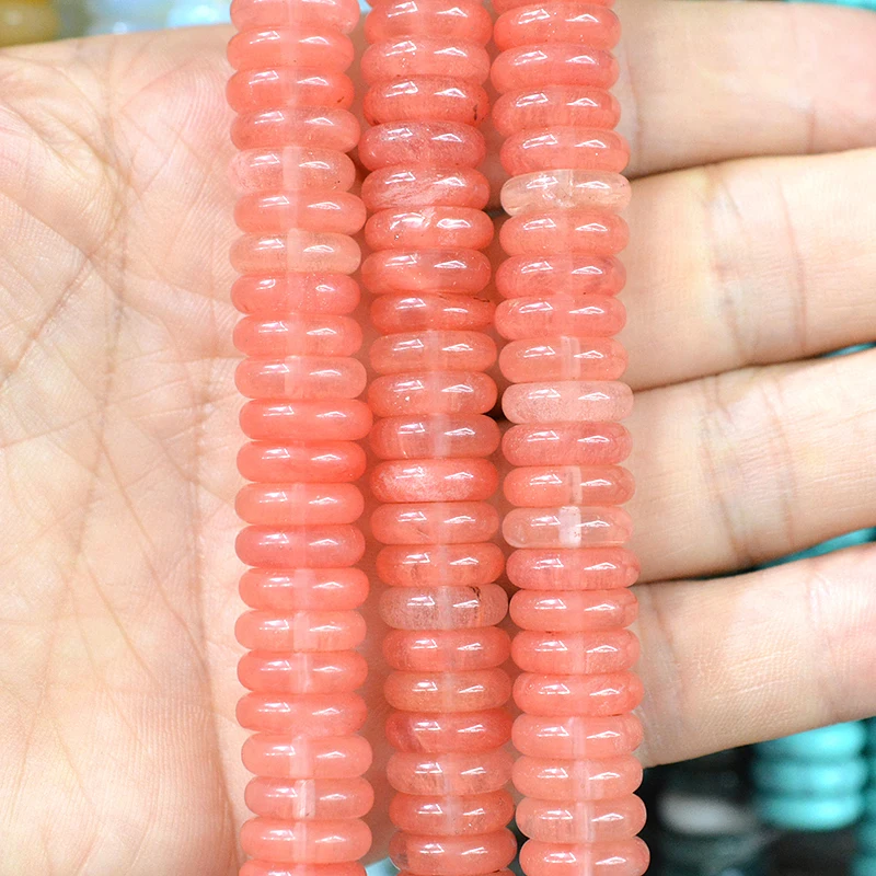 

FLTMRH Wholesale Dia12x4mm Flat Spacer Beads Loose Round Natural Stone Bracelet Rondelle Beads For DIY Jewelry Making