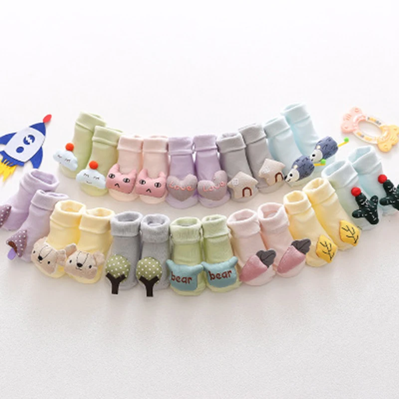 Baby Socks Rubber Non-slip Floor Cartoon Kids Cotton With Bells Newborn Girls Boys Soft Cute Boots 0-18 Months |