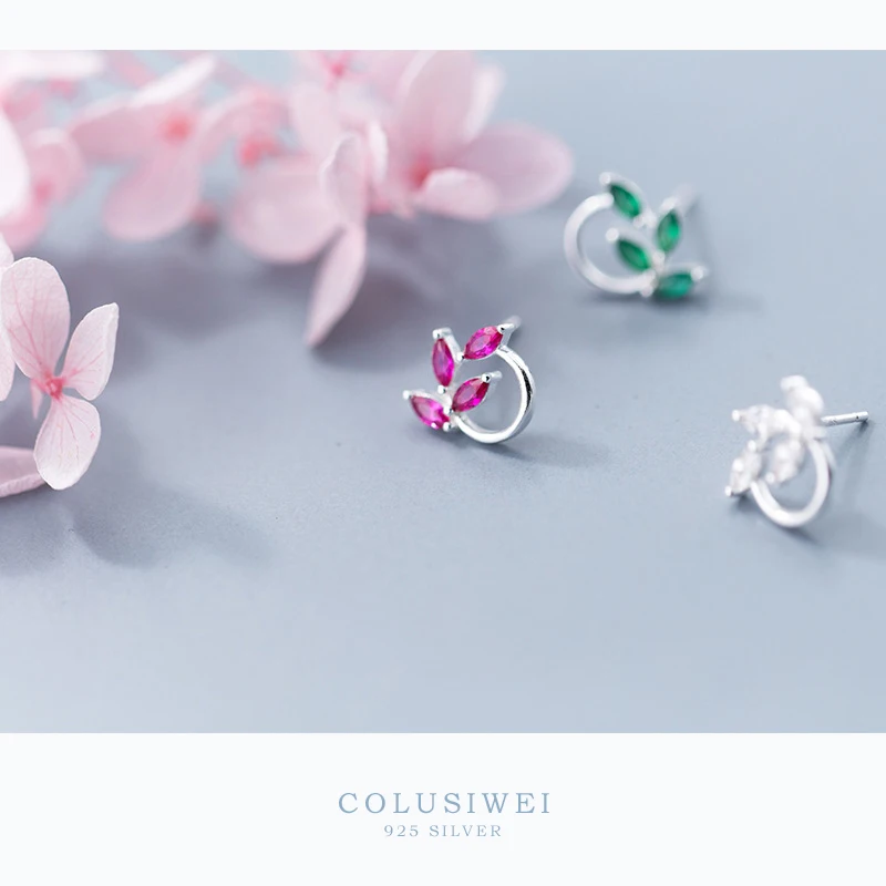 Женские серьги-гвоздики из серебра 925 пробы 3 цвета