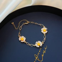 2021 small daisys forest flower necklace bracelet set women girls high sense niche design student girlfriend simple jewelry