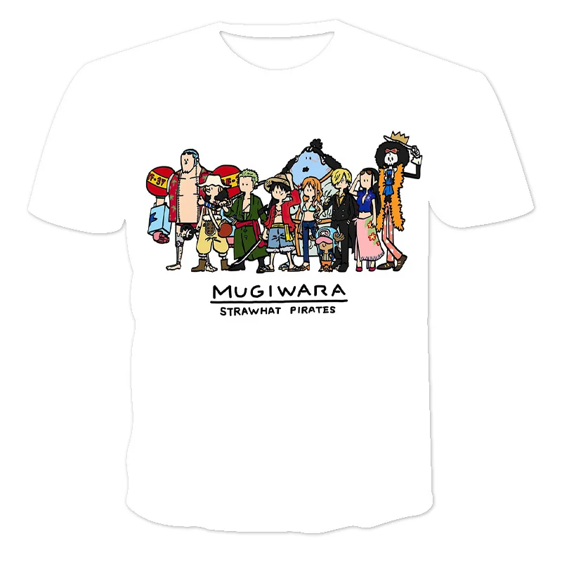 

One Piece 2021 Spring/Summer New Boys And Girls 3D Pattern Short Sleeve T-Shirt O-Neck Youth Wang Hip Hop Cartoon Anime 4T-14T