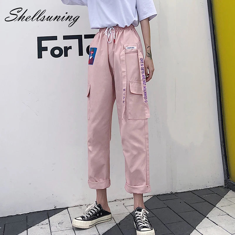 Shellsuning/комбинезон с буквенным принтом штаны Женская свободная уличная одежда