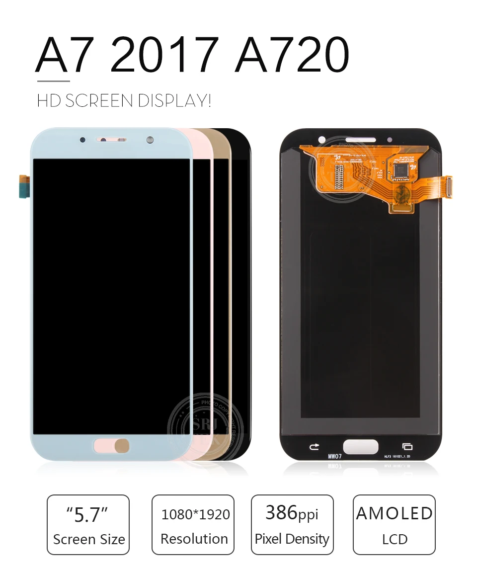 5,7 ''Супер AMOLED ЖК-дисплей для SAMSUNG Galaxy A7 ЖК-дисплей A720 A720F A720M A720Y сенсорный экран дигитайзер Замена