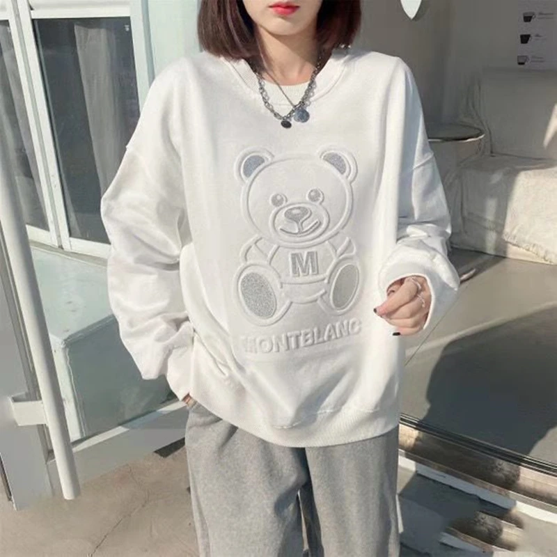 Кавайная одежда свитшоты женская на осень 2021 дизайнерские толстовки со стразами