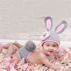 Детский костюм для фотосессии новорожденных с мультяшными большими ушами, милый кролик, вязаная шапка, комплект со штанами, аксессуары для фотосессии новорожденных