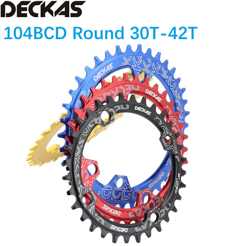 Deckas รอบห่วงโซ่104BCD สำหรับ Shimano 32T 34T 36T 38T ฟัน MTB จักรยานจักรยานแหวนฟันแผ่น Chainwheel 104 Bcd