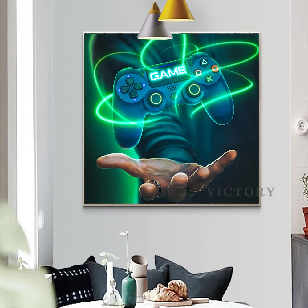 

Gamer Gamepad Canvas Paintings Cartoon Modern Posters and Print Gaming Room Pictures Wall Art for Boy Kids Room Home Decor