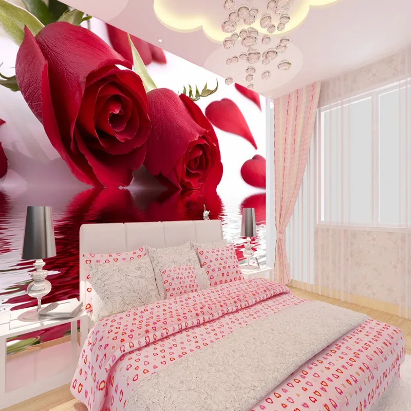 Прямая поставка фото обои красивая Роза Лебедь вода отражение росписи ТВ диван