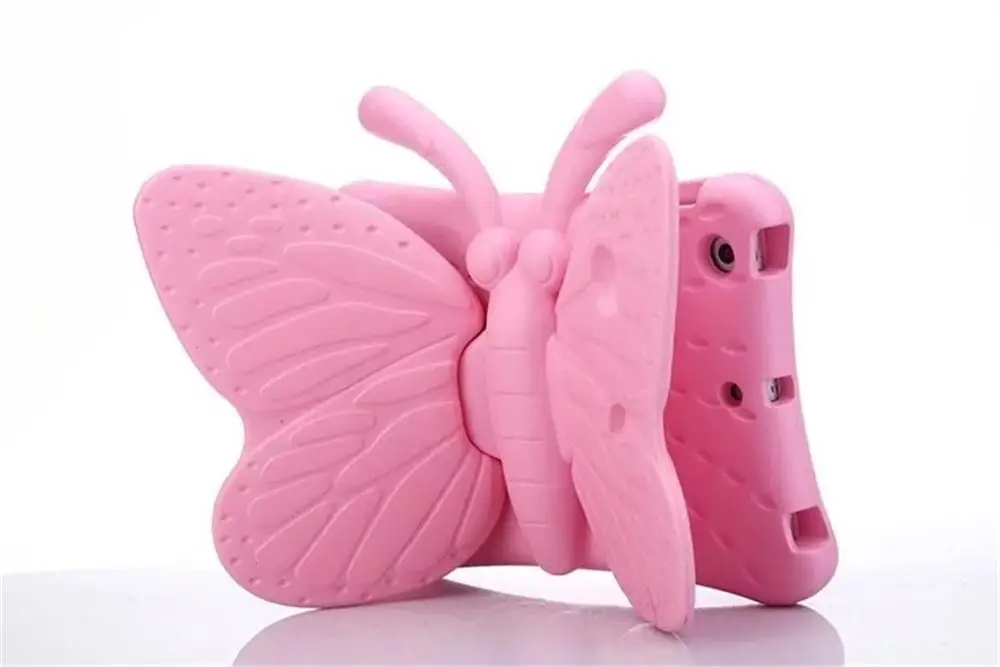 pink Силиконовый чехол EVA с бабочкой для Ipad Mini 1 2 3 4 5 7,9 детская удобная переноска ударопрочный моющийся стоячая таблетница для iPad mini 4 - Цвет: pink
