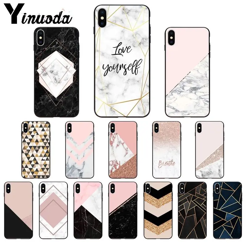 Yinuoda Золотой Розовый блестящий Мраморный высококачественный чехол для телефона