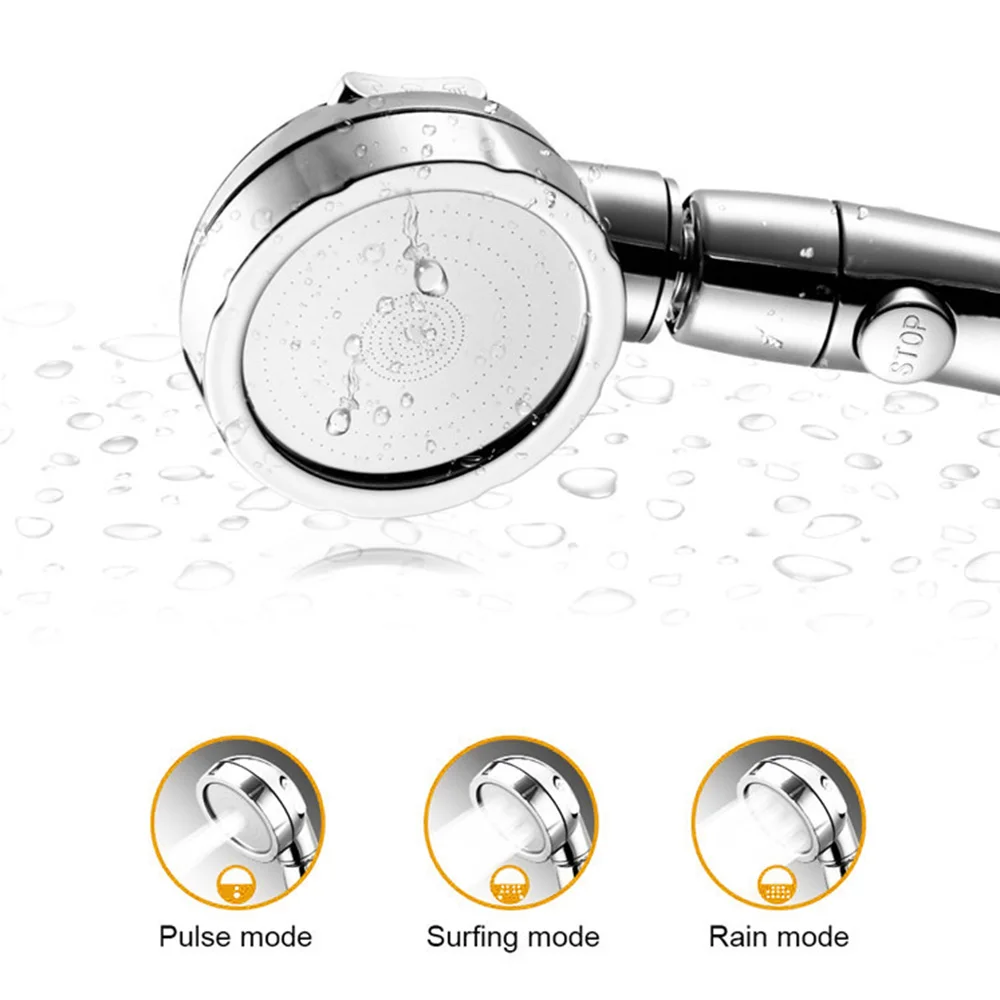 

Handheld Shower Head 3-Settings High Pressure Chrome Showerhead with ON/Off Full Shutoff Push Button and Switch