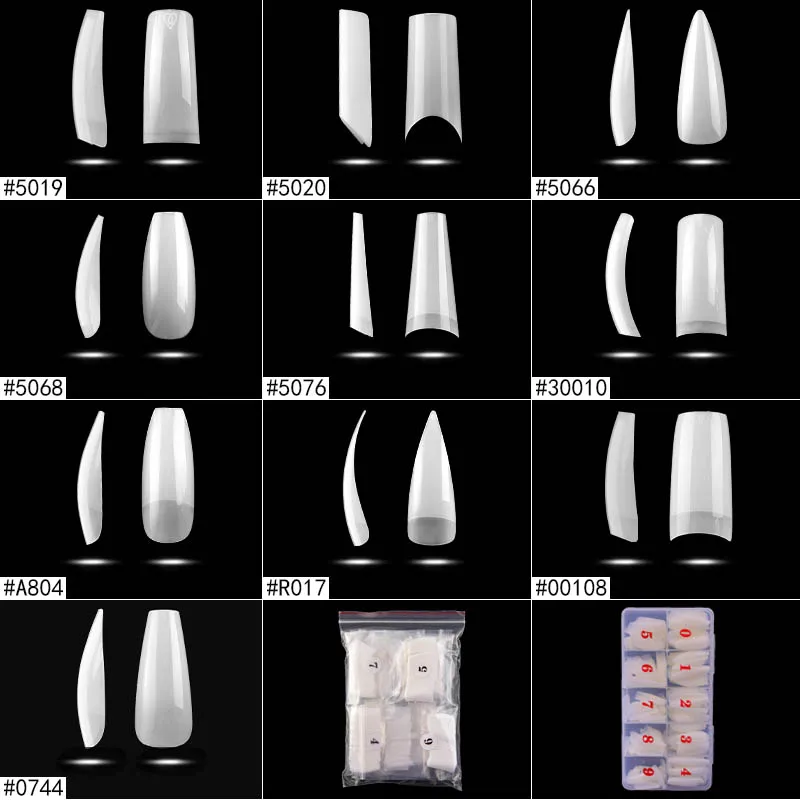

Recuerdame 500pcs French Fake Nail Tips Full/Half Cover White Clear Stick on Nails False Art Nail UV Gel Ultra Flexible Manicure