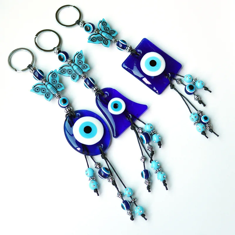 Этнический турецкий синий стеклянный кристалл злого искусства Бабочка круглая