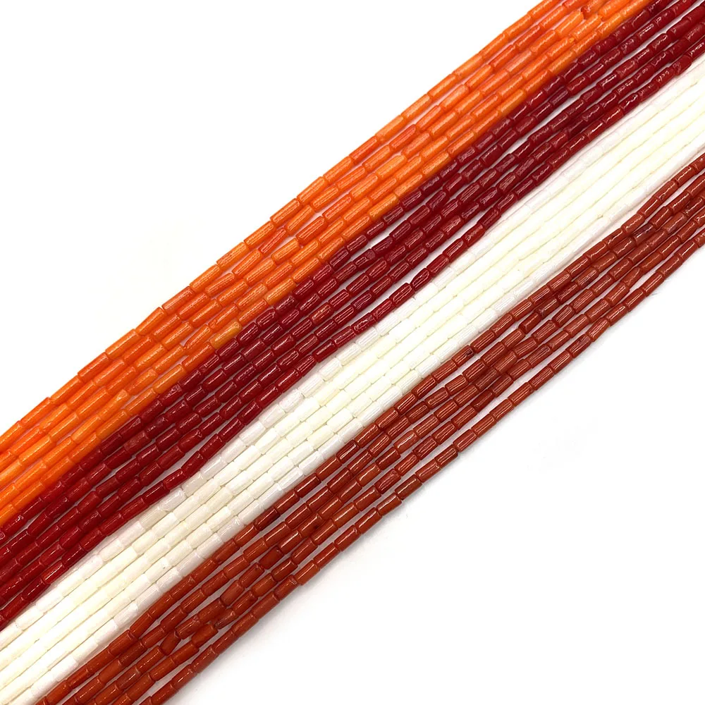 

Synthetic Coral Colored Stone Cylindrical Seed Beads for Jewelry Use Gems DIY Beaded Necklace Jewelry Crafts Wholesale 2x4mm