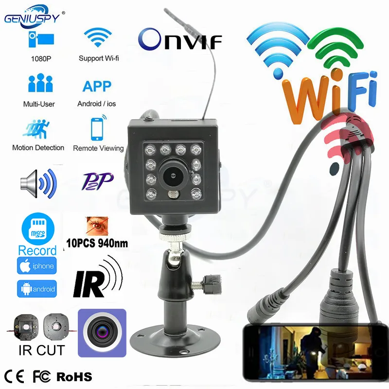 Camhi HD P2P мини IP Wi-Fi беспроводная камера 1080P 2MP 1.3MP 5MP 940NM IR ночное видение/Аудио/слот Sd