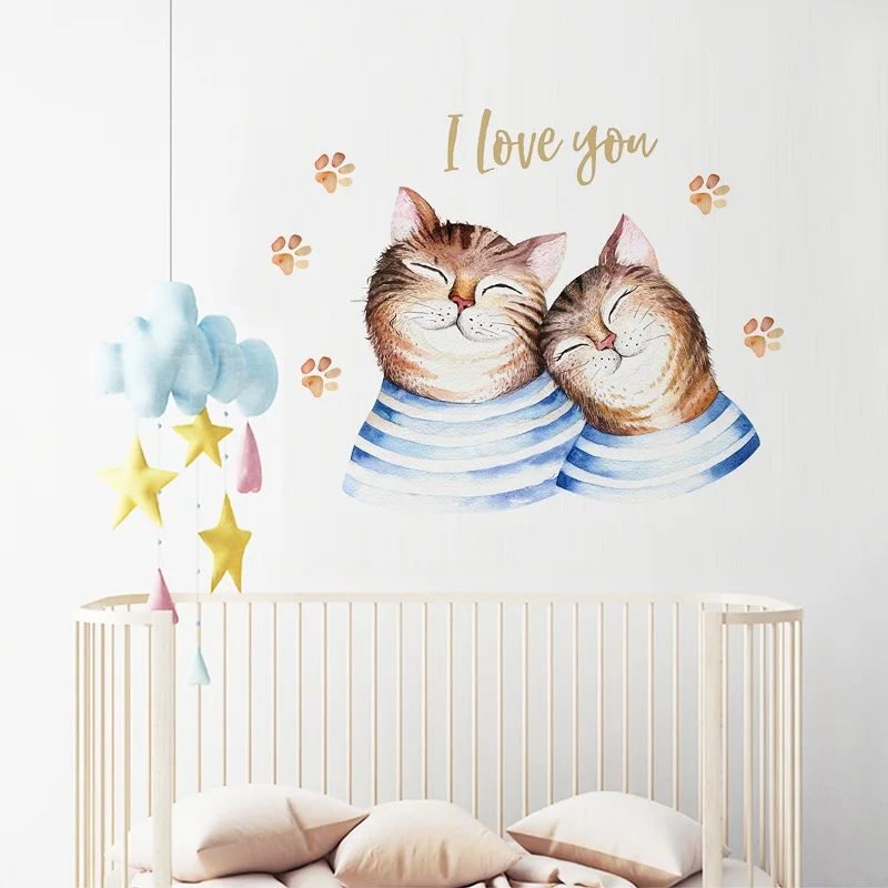 Креативная наклейка с изображением животных пара кошек настенные наклейки в