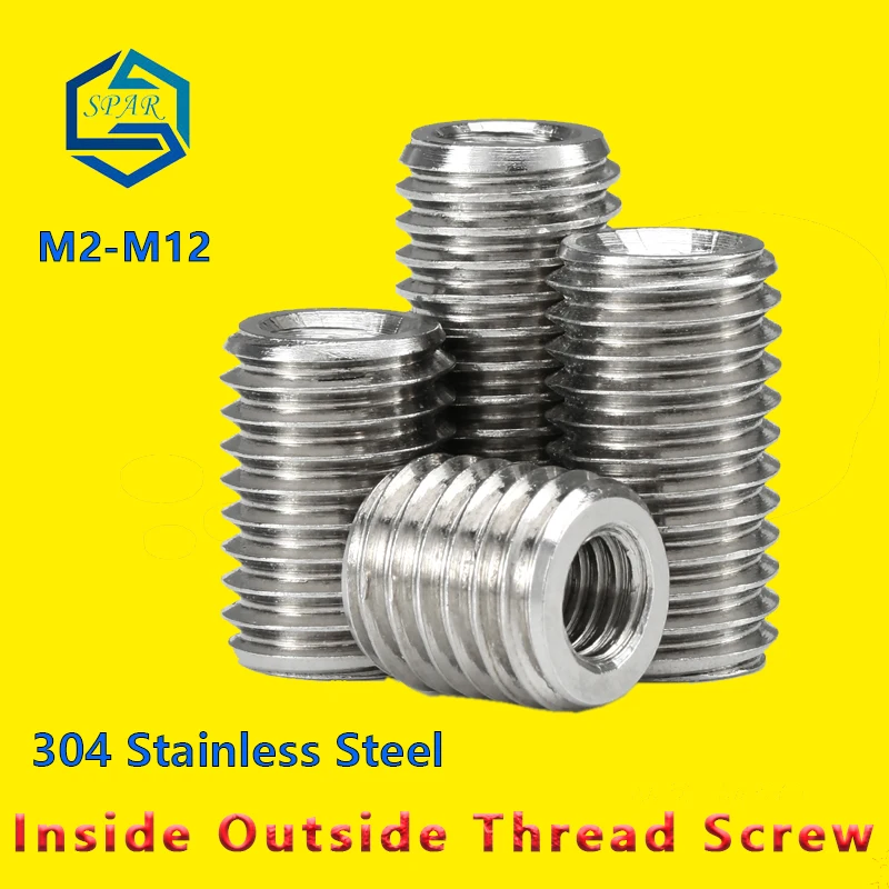

Inside Outside Thread Adapter Screw Wire Thread Insert Sleeve Conversion Nut Coupler Convey M2/ M12 304 Stainless Steel