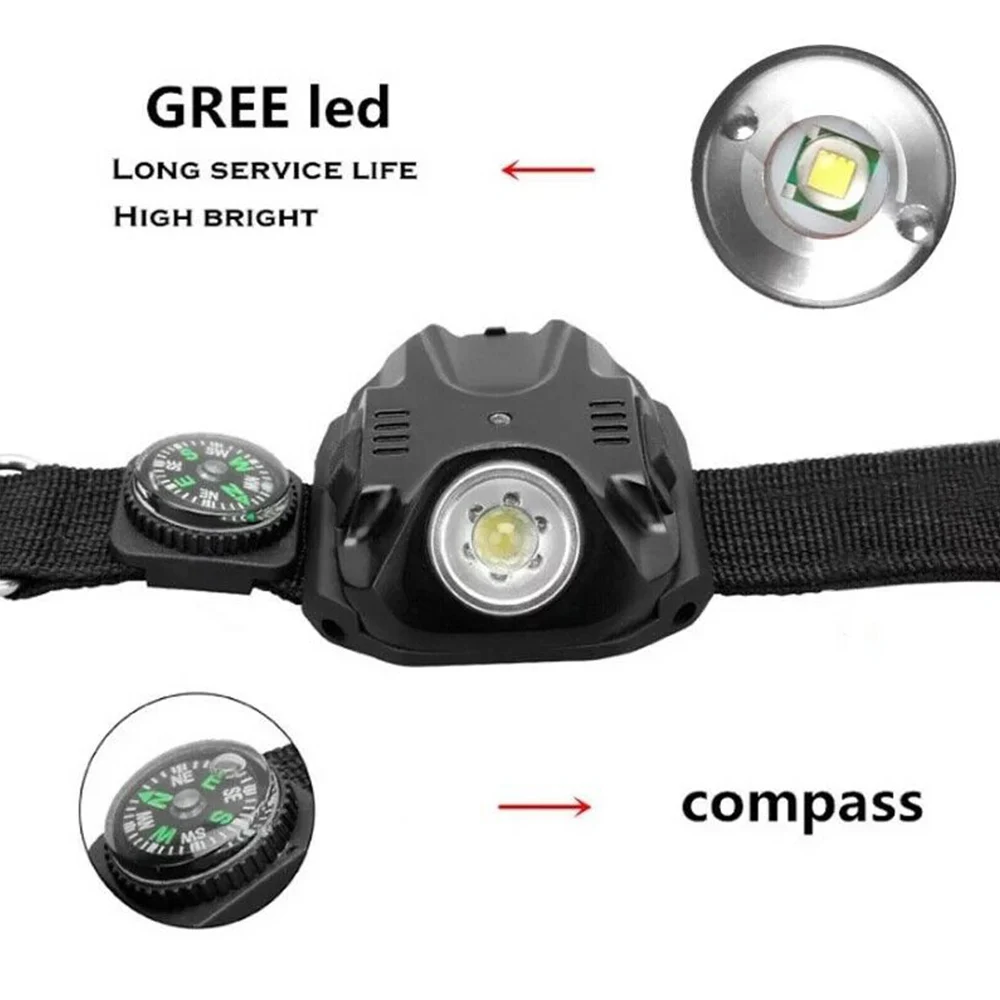 Tactical LED Wrist Watch Flashlight Q5 Portable USB Rechargeable Torch Light with Time Display Compass Outdoor Hiking Camping images - 6
