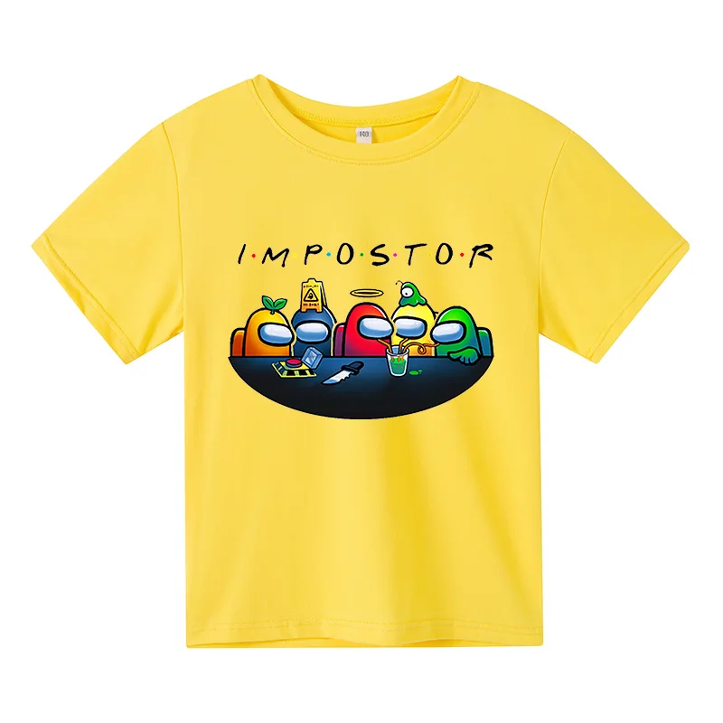 

100%cotton Printed T-Shirts Children's Fashion Harajuku O-Neck 4T-14T Top Summer Girls Among Us Cool Video Games graphic t shirt
