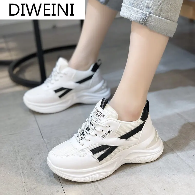 

2021 Spring New Fashion Women's Shoes Comfortable Breathable Mesh Casual Shoes Women's Lace-up Non-slip Wear-resistant Sneakers