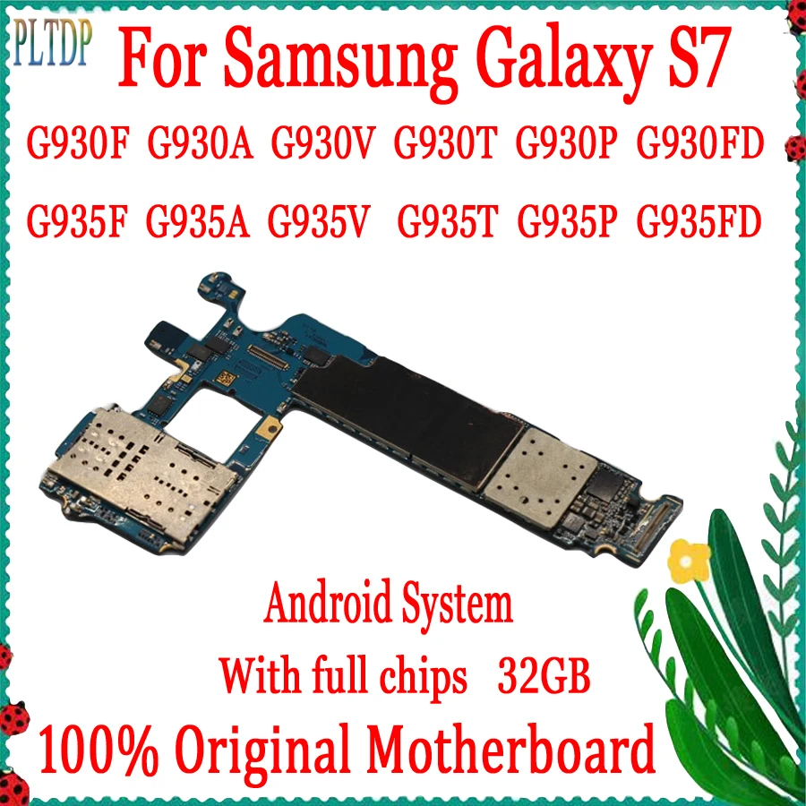 Оригинальный разблокированный для Samsung S7 G935F G935FD G930V G930F G930FD материнская плата 100%
