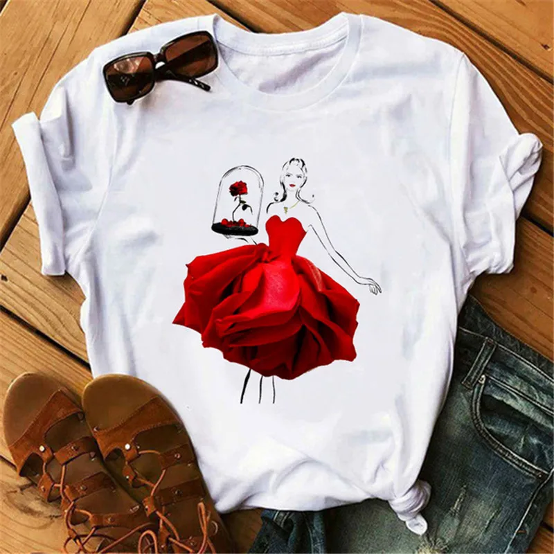 

Fashion Flower Ballet Dancer Harajuku T Shirt Women Ullzang Cute T-shirt Funny Cartoon Graphic Tshirt 90s Fashion Top Tees