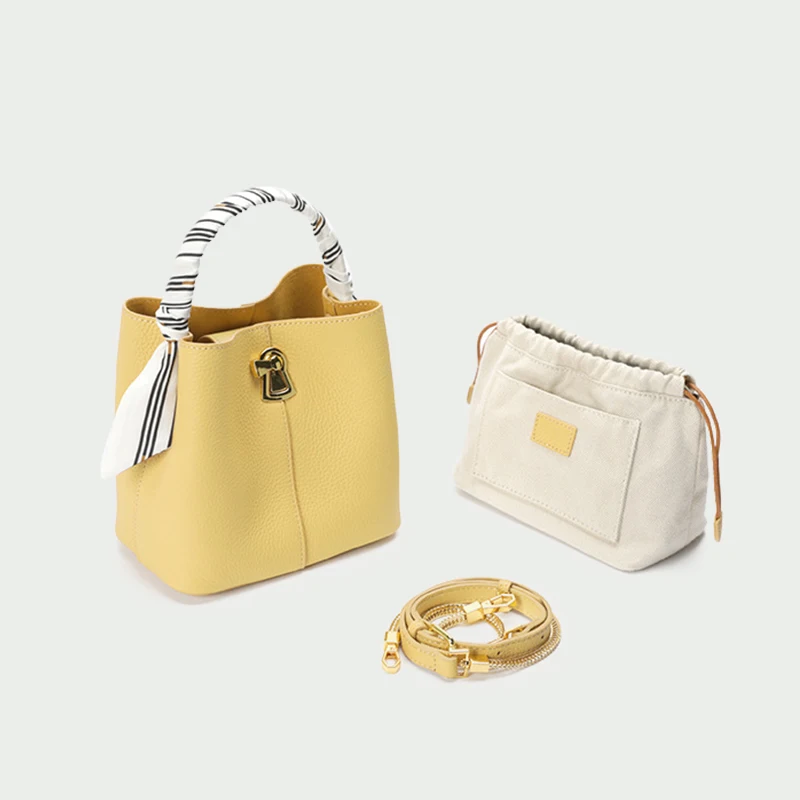 2021 кожаные сумки ведра OUSSON для женщин модная сумка тоут с ручками женщин|Сумки