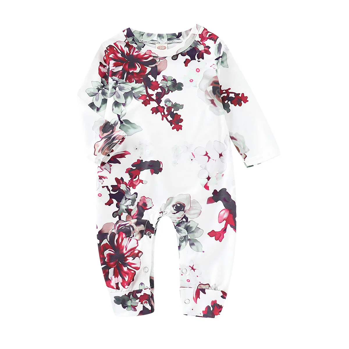 Белый Чистый белый детский комбинезон, детские комбинезоны, хлопковая Зимняя Теплая Одежда для новорожденных 3, 6, 12, 18 месяцев, Детский комбинезон с длинными рукавами и цветочным рисунком, D35 - Цвет: Белый