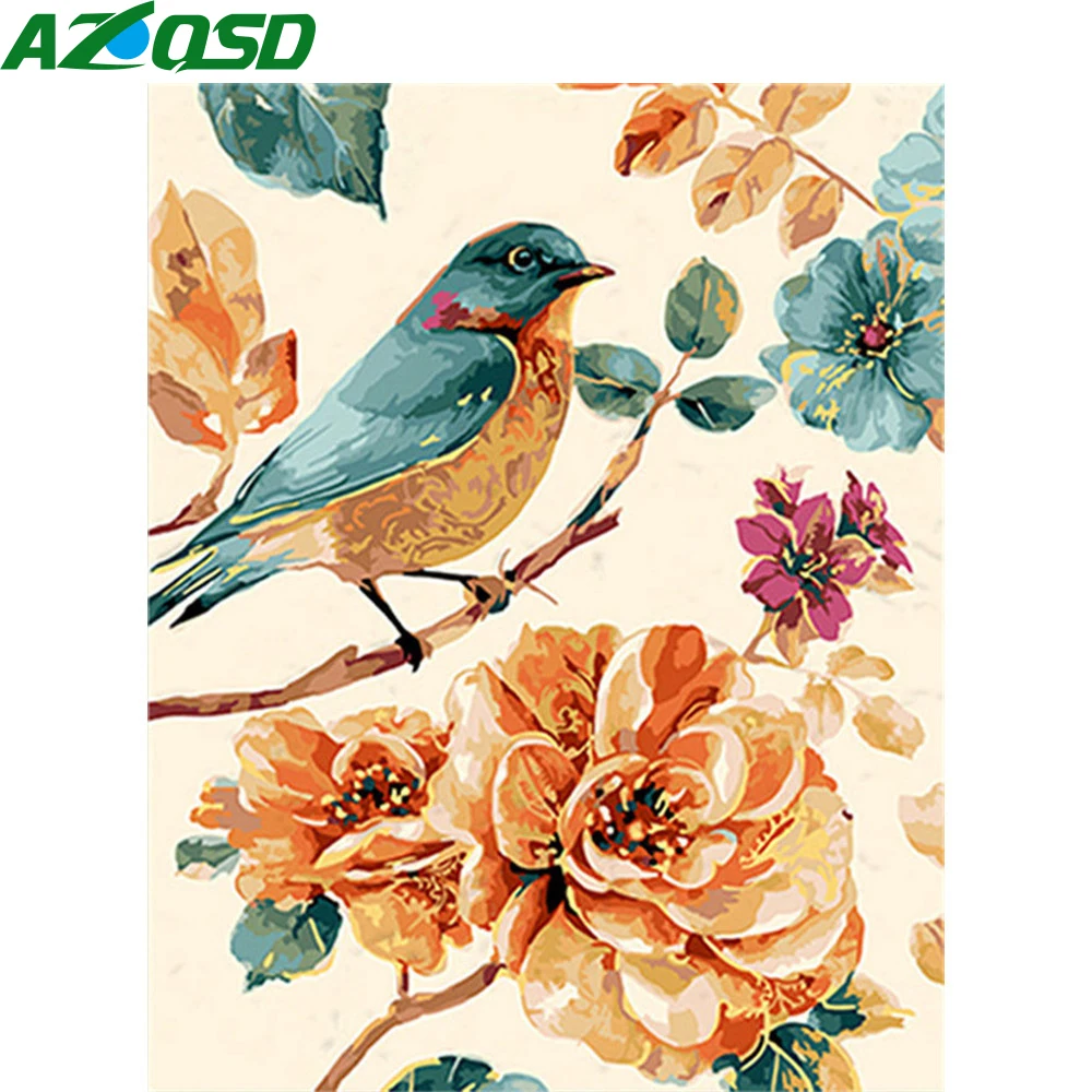

AZQSD Painting By Number Bird Drawing On Canvas Diy Frame Paint By Numbers Animal Kits Modern Wall Art Gifts