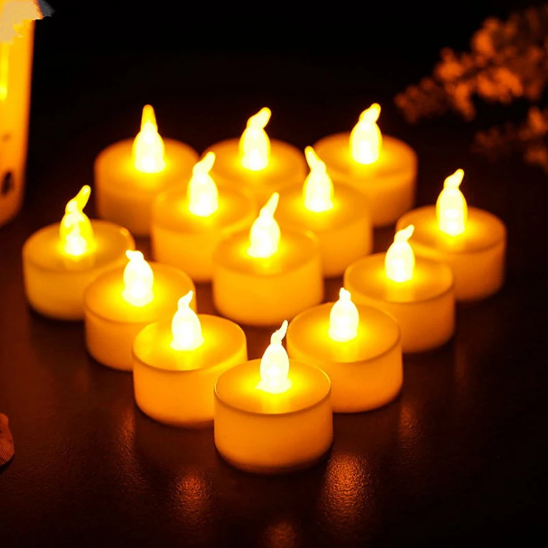 

12 pcs/pack Flickering Flameless LED Tea light Flicker Tea Candle Light Party Wedding Candels Safety Home Decoration.