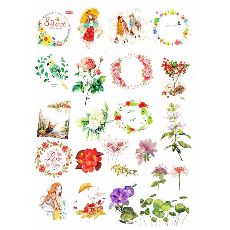 2pcs/lot Spring Colorful Flower Decoration Mohamm Planner DIY Sticker Album Notebook Agenda Toy Stickers Scrapbooking - Цвет: sz13812
