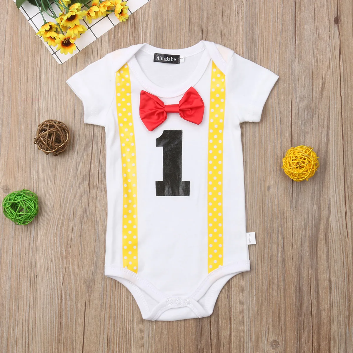 Боди с короткими рукавами и принтом для новорожденных мальчиков девочек 1 шт.